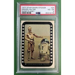 Star Wars 1977 Droids Sand Planet Sticker Card #24 PSA 4 CERT#65314179